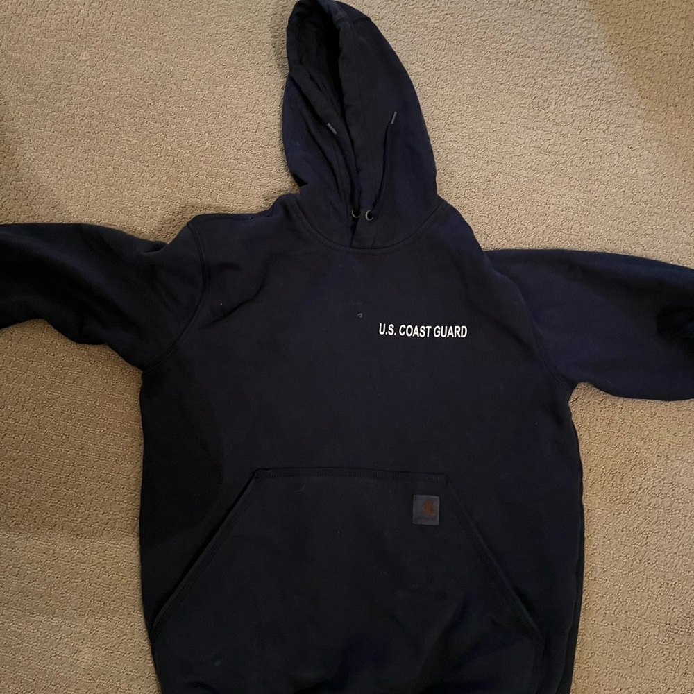 Carhartt Rain Defender Hoodie Navy Small - US Coast Guard Logo